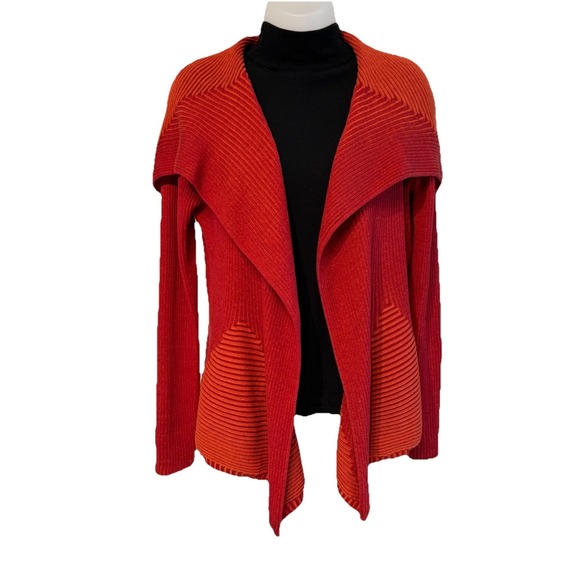 Spring & Mercer Sweaters - Spring & Mercer Orange Striped Long Sleeve Open Front Cardigan Sweater S NWT